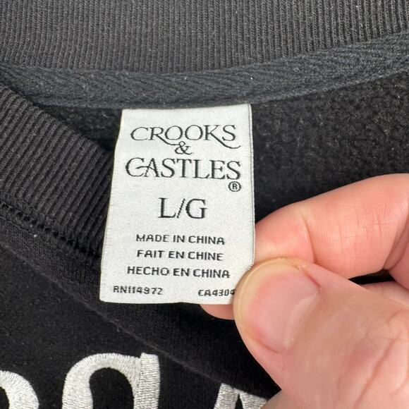 Crooks and Castles Cocaine and Caviar Crewneck Sweatshirt Mens Large Black - Picture 6 of 10